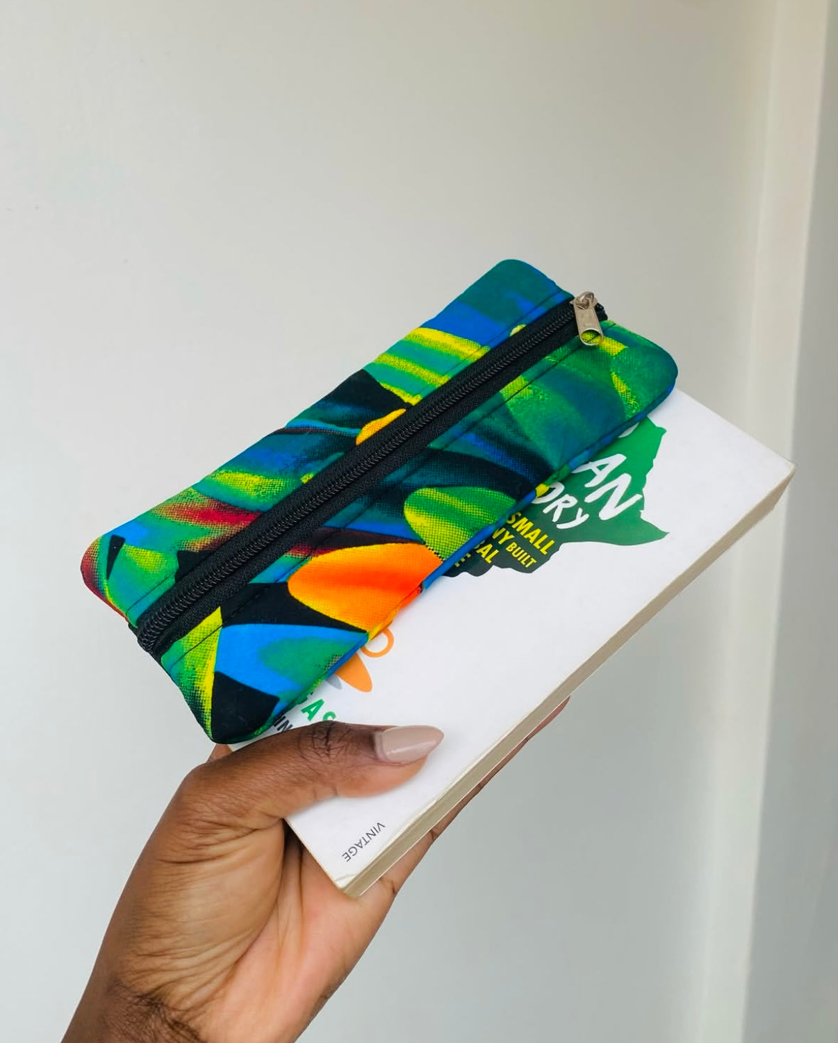 Two in one pencil pouch with elastic book mark